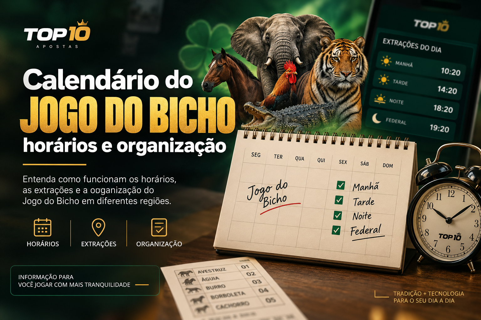 Calendário do Jogo do Bicho: horários e organização